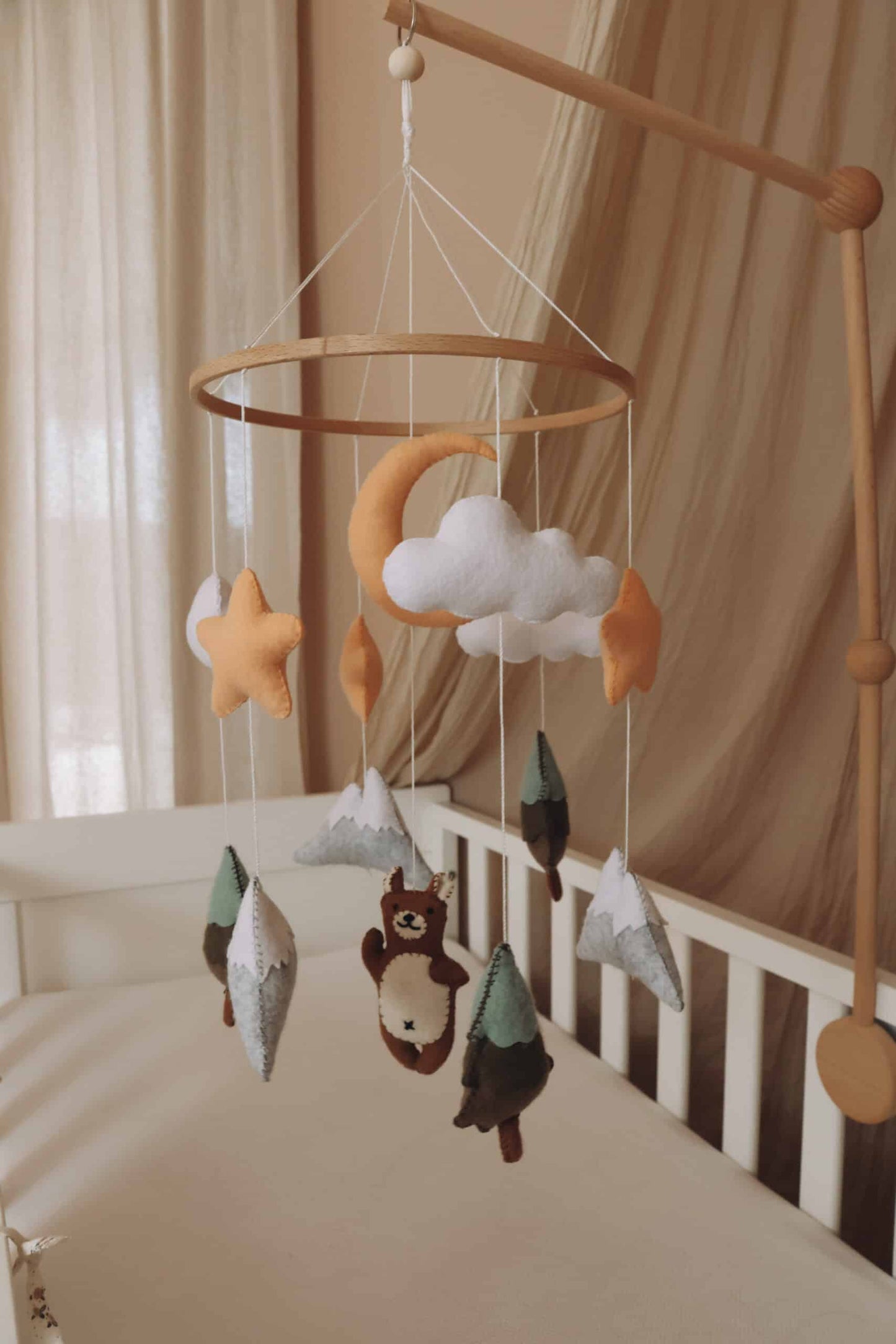 Handmade Brown Bear baby mobile-6