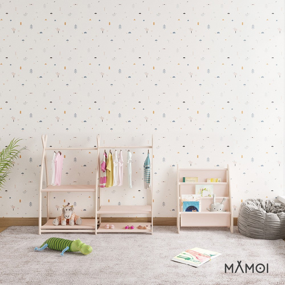 MAMOI® Armadio per Bambini in Legno 95x106x32cm / 53x95x32cm | Appendiabiti bambini da terra | Porta abiti | Guarderoba bambini per la cameretta | Armadio montessori | 100% ECO | Prodotto nell'UE-5