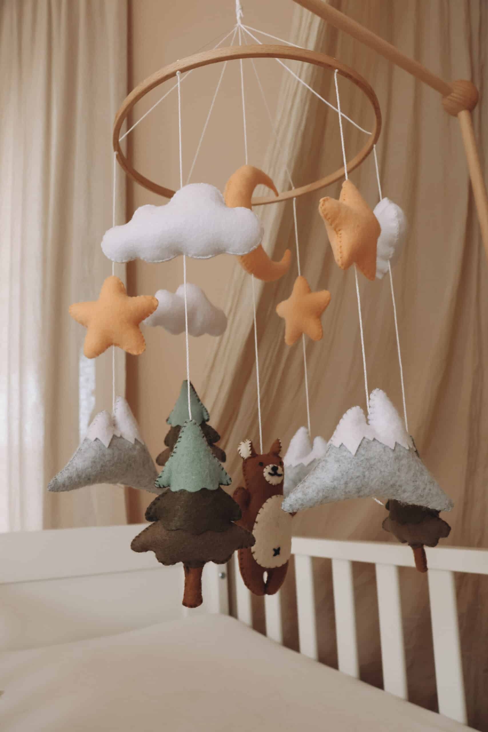 Handmade Brown Bear baby mobile-4